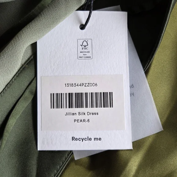 Reformation Jillian Silk Dress Size 6 NWT $350 Pear - Picture 7 of 13